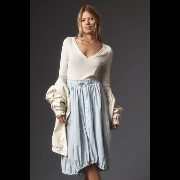 Daily Practice by Anthropologie Long-Sleeve Twofer Midi Dress Size Small Blue - Picture 1 of 6